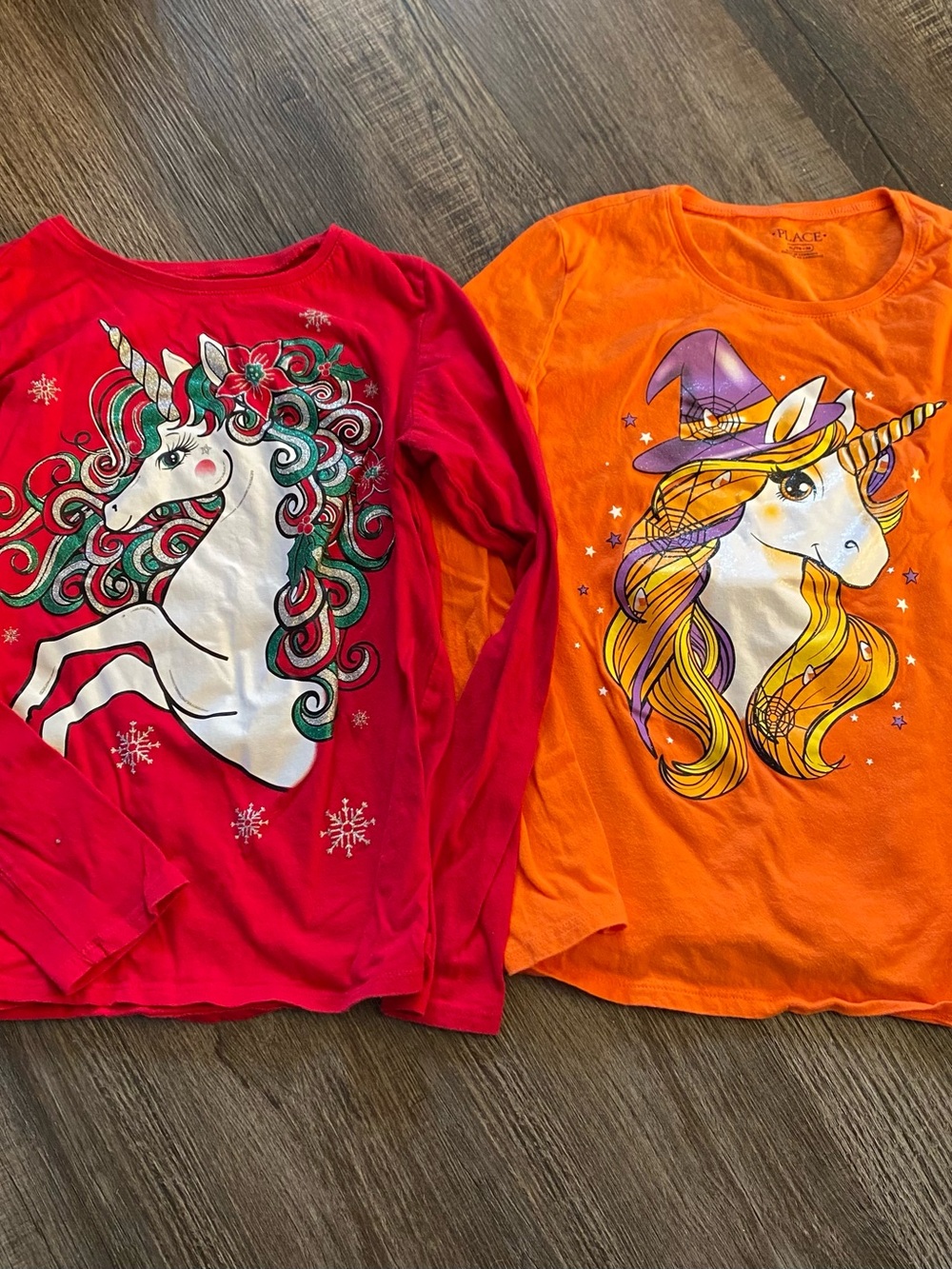Place Red & Orange Unicorn Graphic Long-Sleeve Tees
